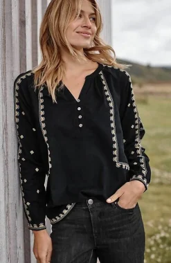 Pure Jill Embroidered Popover Top | Jjill