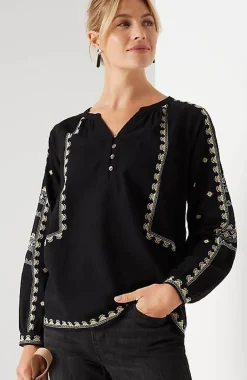 Pure Jill Embroidered Popover Top | Jjill