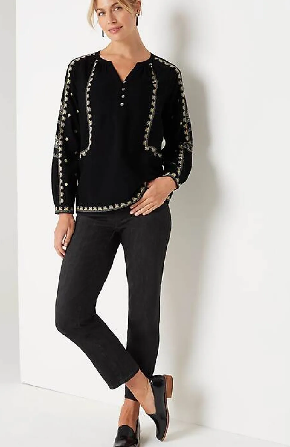 Pure Jill Embroidered Popover Top | Jjill