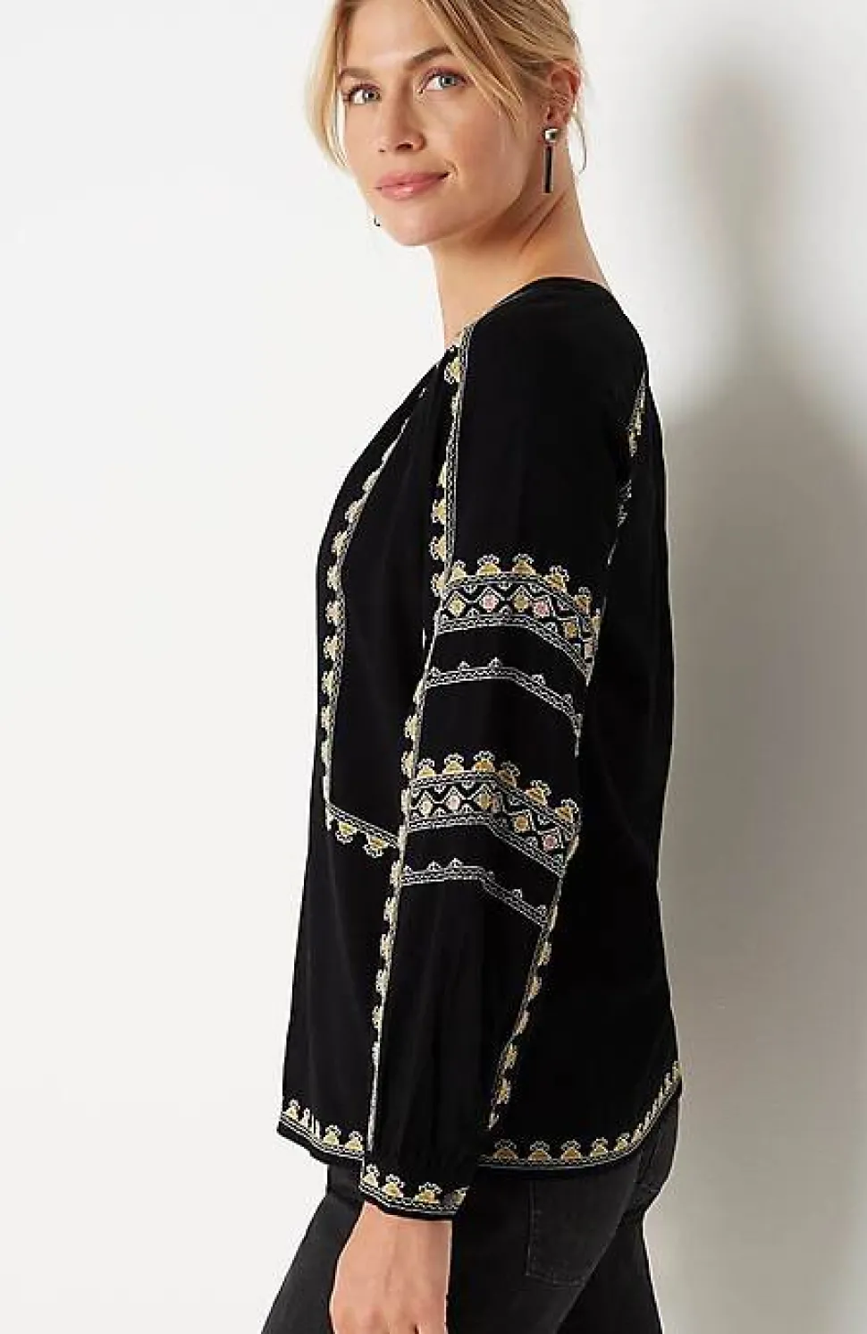 Pure Jill Embroidered Popover Top | Jjill