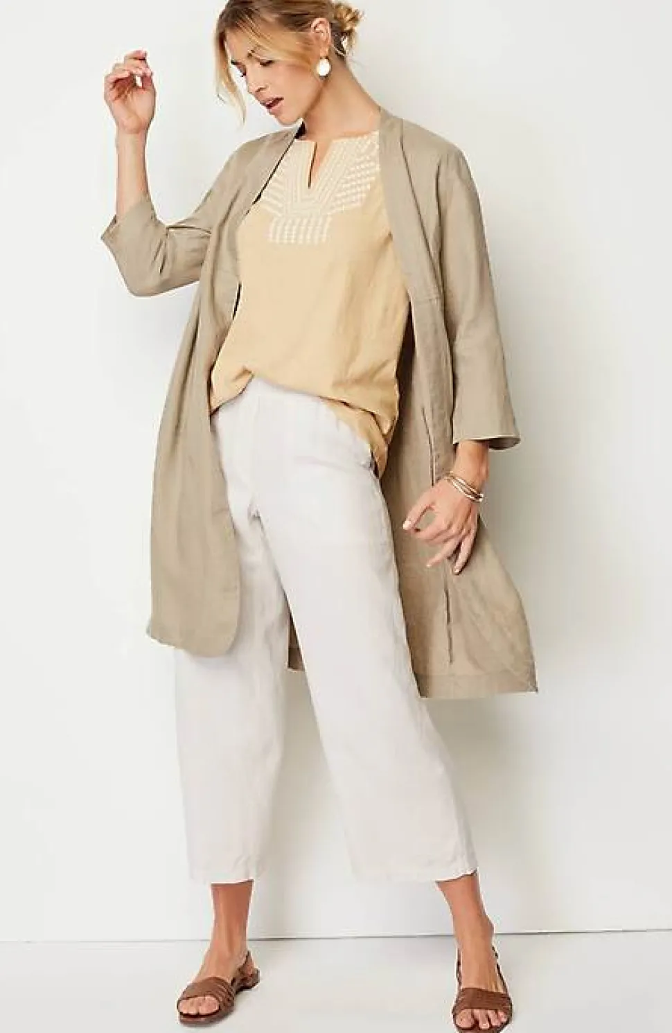 Pure Jill Embroidered Split-Neck Tee | Jjill