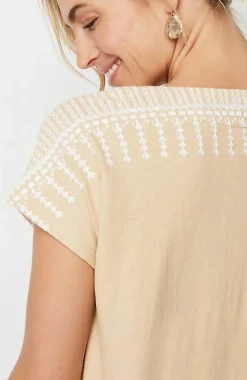 Pure Jill Embroidered Split-Neck Tee | Jjill
