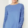 Pure Jill Embroidered-Sleeve Boat-Neck Top | Jjill