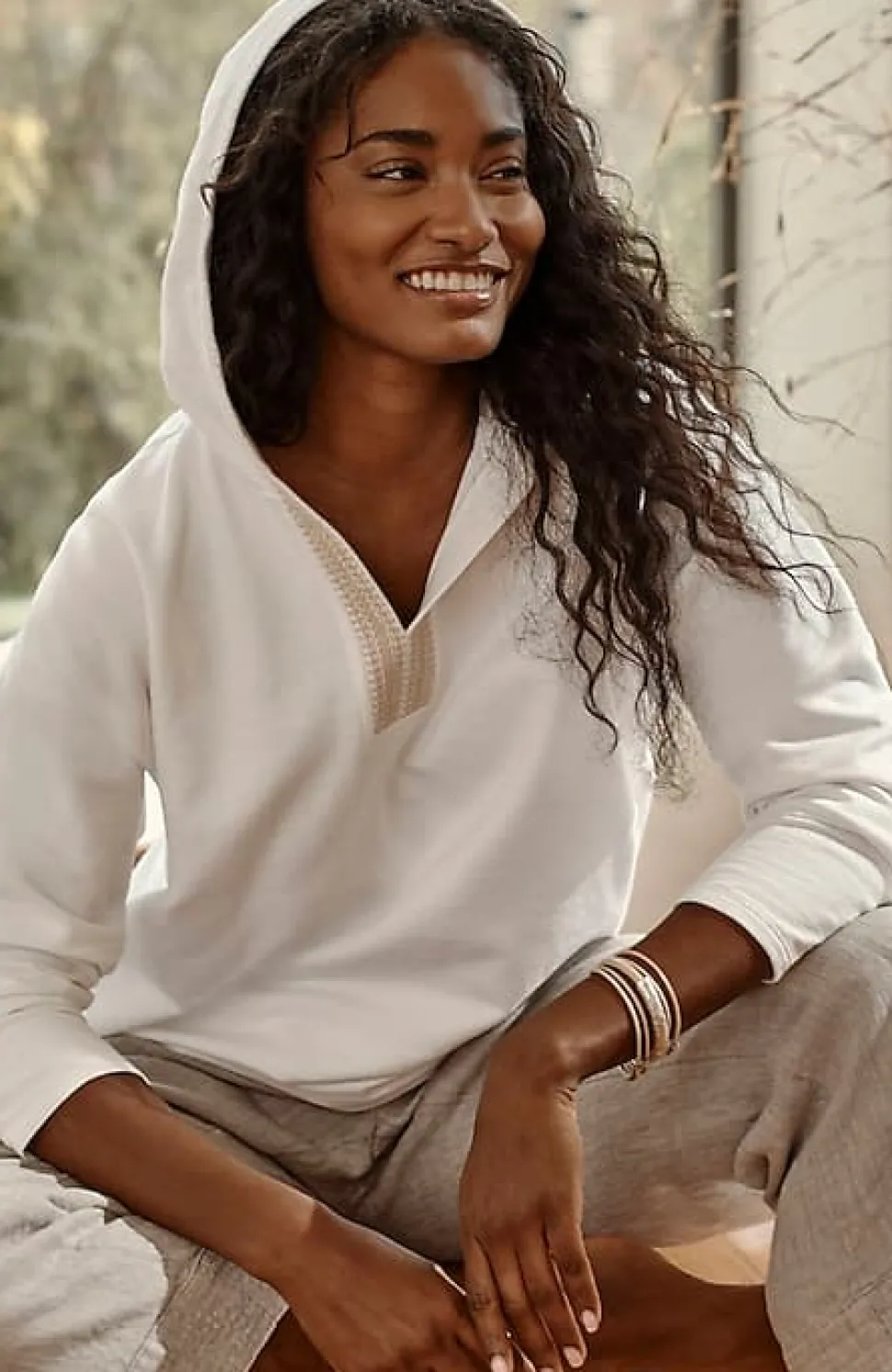 Pure Jill French Terry Embroidered-Hood Pullover | Jjill
