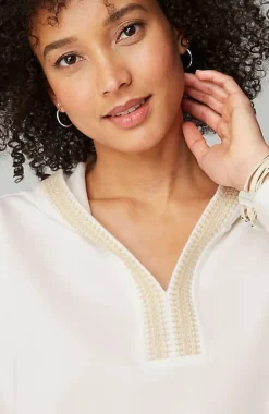 Pure Jill French Terry Embroidered-Hood Pullover | Jjill