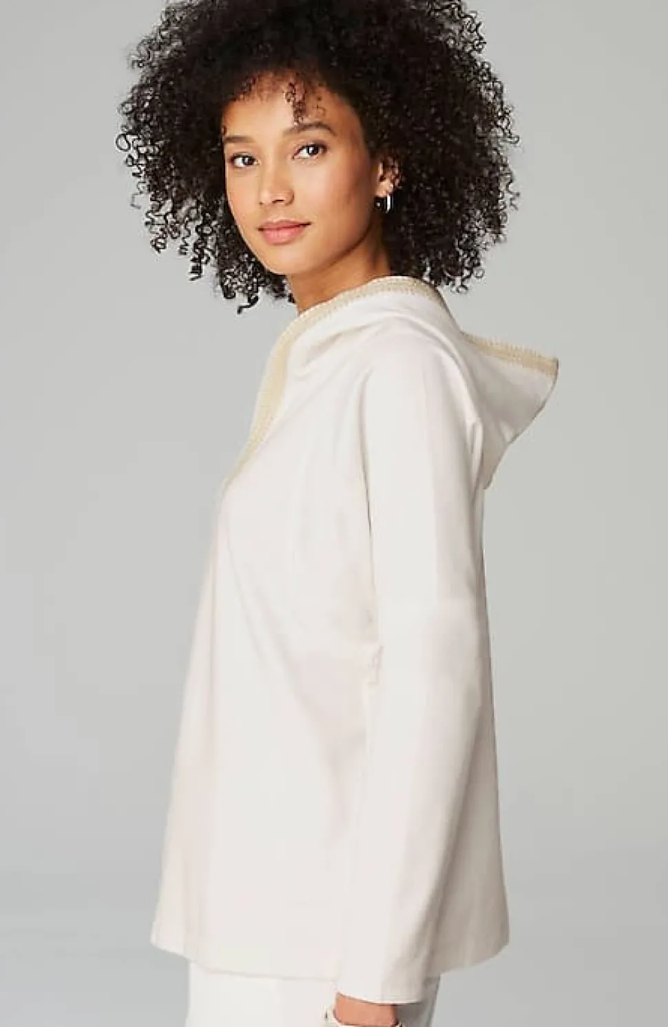 Pure Jill French Terry Embroidered-Hood Pullover | Jjill