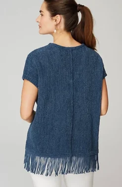Pure Jill Fringed-Hem V-Neck Sweater | Jjill