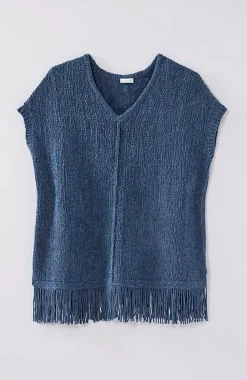 Pure Jill Fringed-Hem V-Neck Sweater | Jjill