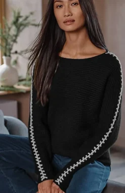 Pure Jill Hand-Stitched Details Boat-Neck Sweater | Jjill