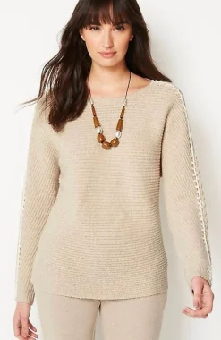 Pure Jill Hand-Stitched Details Boat-Neck Sweater | Jjill