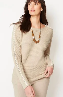 Pure Jill Hand-Stitched Details Boat-Neck Sweater | Jjill
