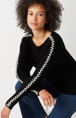 Pure Jill Hand-Stitched Details Boat-Neck Sweater | Jjill