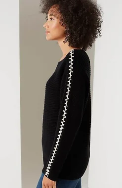 Pure Jill Hand-Stitched Details Boat-Neck Sweater | Jjill