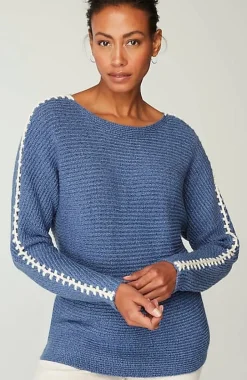 Pure Jill Hand-Stitched Details Boat-Neck Sweater | Jjill