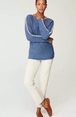 Pure Jill Hand-Stitched Details Boat-Neck Sweater | Jjill