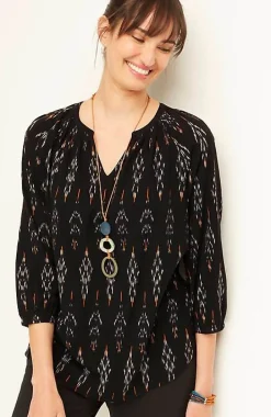 Pure Jill Ikat Ruched Top | Jjill