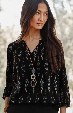 Pure Jill Ikat Ruched Top | Jjill
