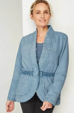 Pure Jill Indigo Curved-Hem Jacket | Jjill