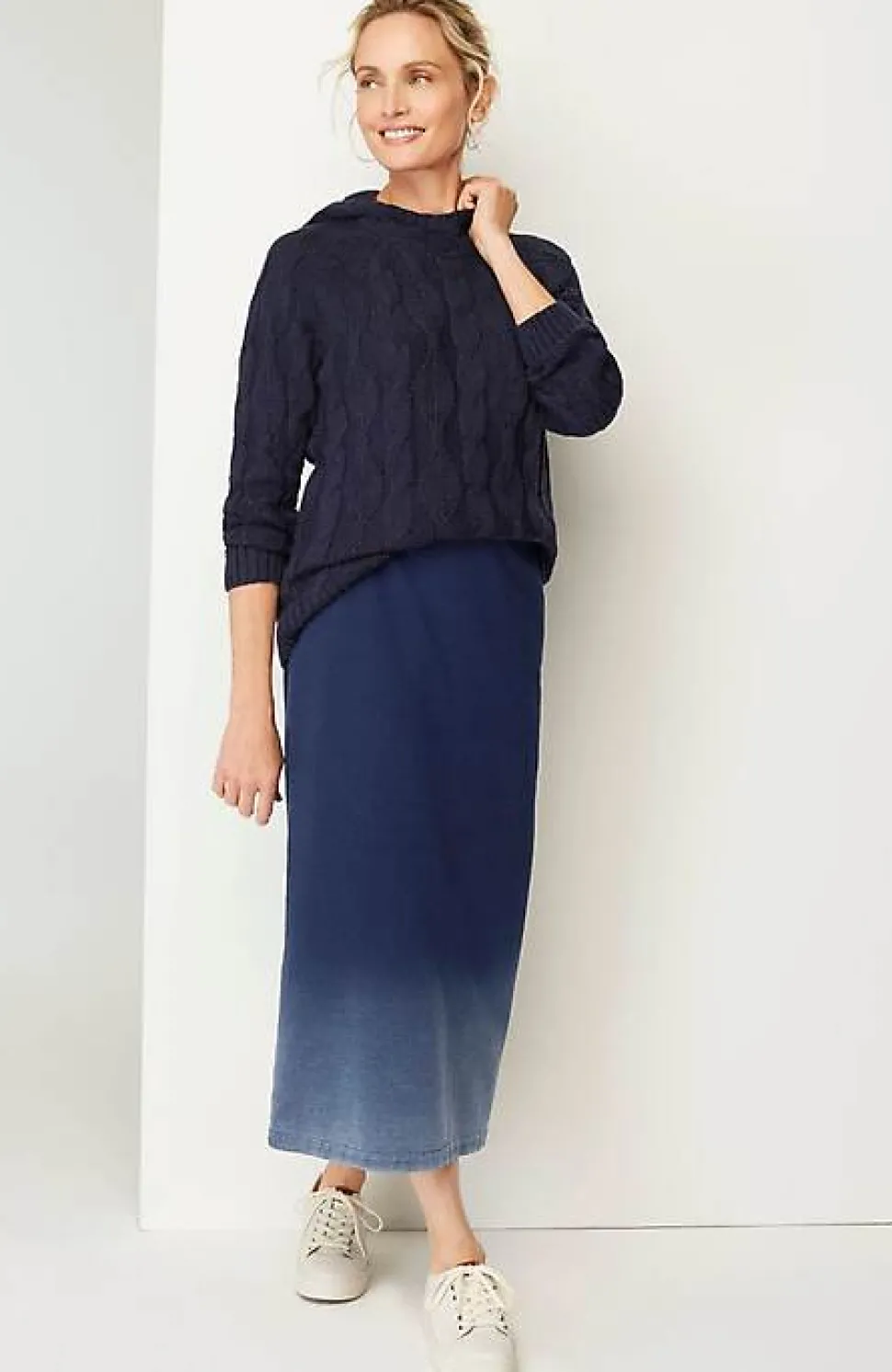Pure Jill Indigo Dip-Dyed Midi Skirt | Jjill