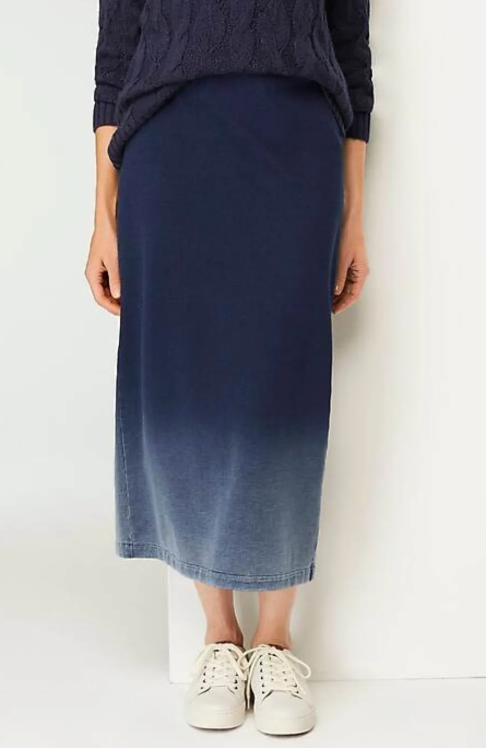 Pure Jill Indigo Dip-Dyed Midi Skirt | Jjill