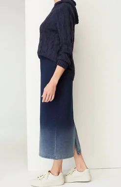 Pure Jill Indigo Dip-Dyed Midi Skirt | Jjill