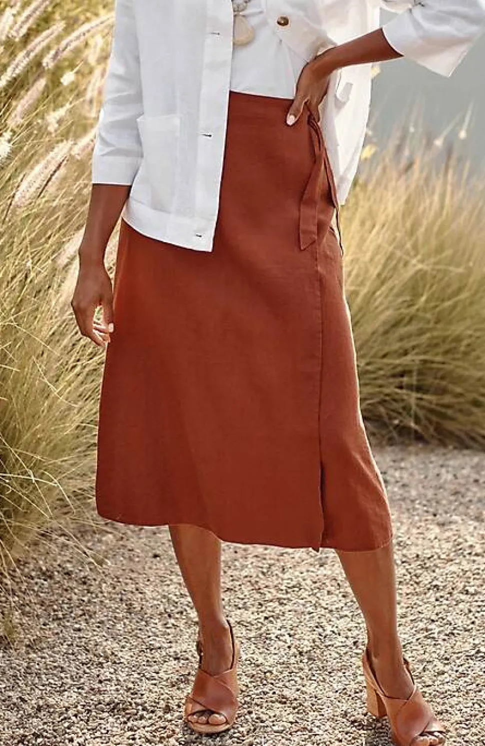 Pure Jill Linen Faux-Wrap Skirt | Jjill