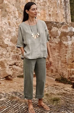 Pure Jill Linen Trapunto-Stitched Pants | Jjill