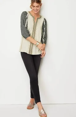 Pure Jill Mixed-Media Embroidered Top | Jjill