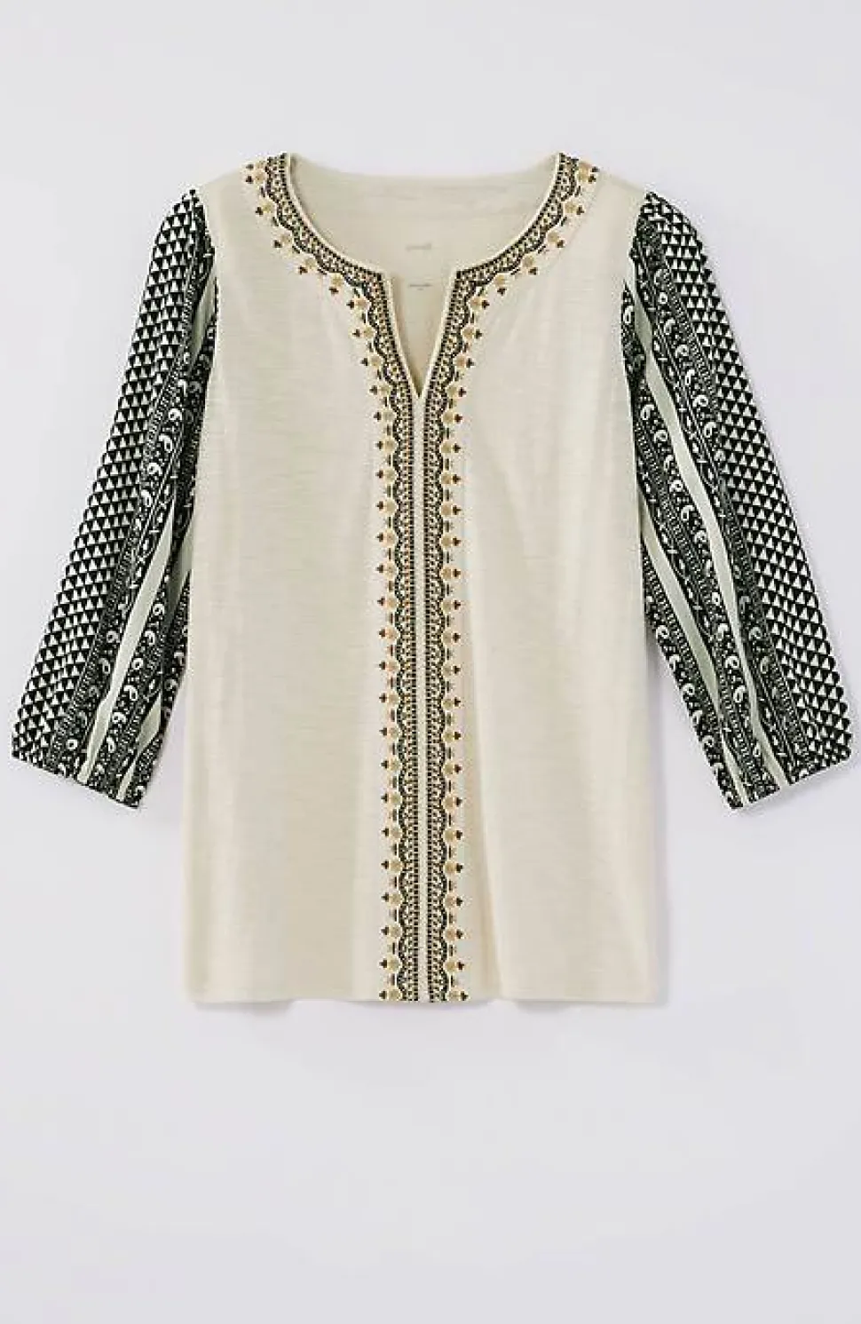 Pure Jill Mixed-Media Embroidered Top | Jjill