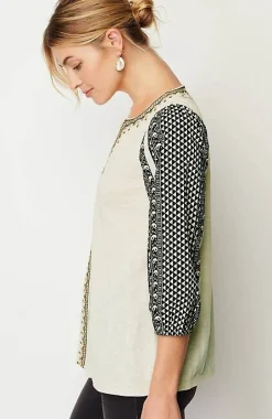 Pure Jill Mixed-Media Embroidered Top | Jjill