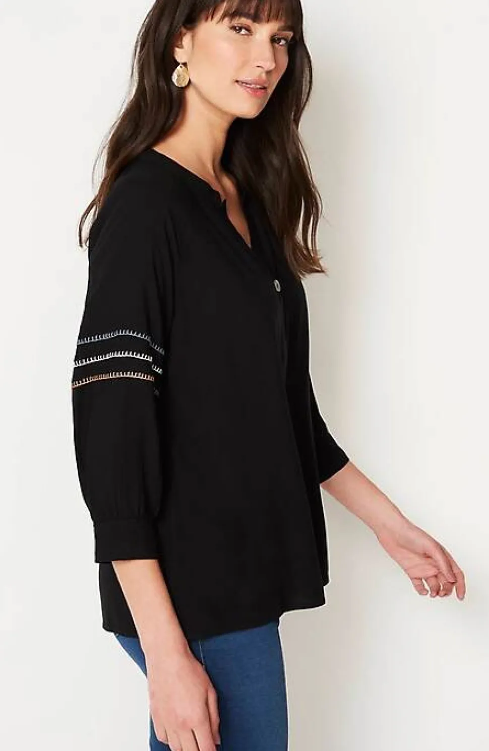 Pure Jill Multicolored Whipstitch Top | Jjill