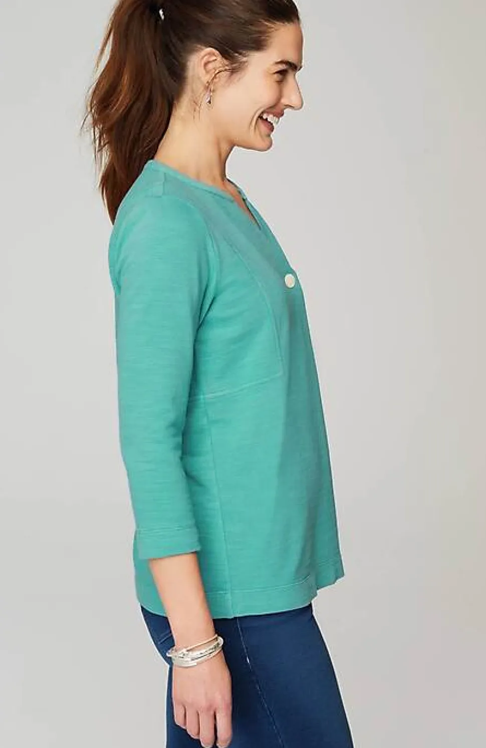 Pure Jill Organically Grown Cotton Buttoned Top | Jjill