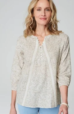 Pure Jill Organically Grown Cotton Buttoned Top | Jjill