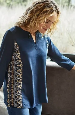 Pure Jill Placed-Embroidery Jersey Top | Jjill
