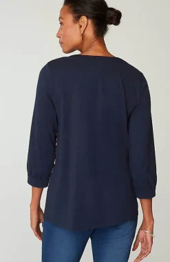 Pure Jill Placed-Embroidery Jersey Top | Jjill