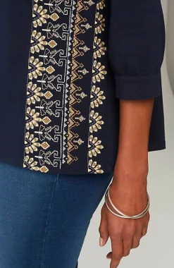 Pure Jill Placed-Embroidery Jersey Top | Jjill