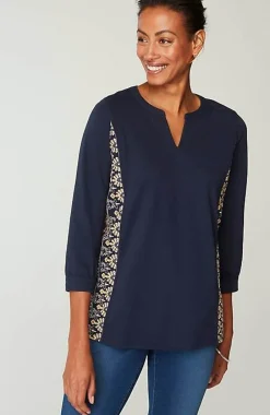Pure Jill Placed-Embroidery Jersey Top | Jjill