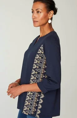 Pure Jill Placed-Embroidery Jersey Top | Jjill