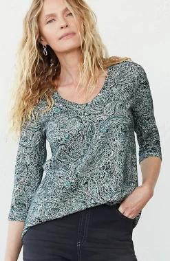 Pure Jill Printed Soft-V-Neck Top | Jjill