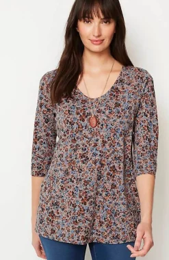 Pure Jill Printed Soft-V-Neck Top | Jjill
