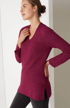 Pure Jill Rib-Textured V-Neck Sweater Tunic | Jjill