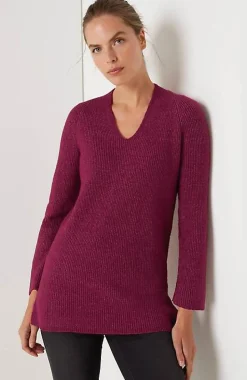 Pure Jill Rib-Textured V-Neck Sweater Tunic | Jjill
