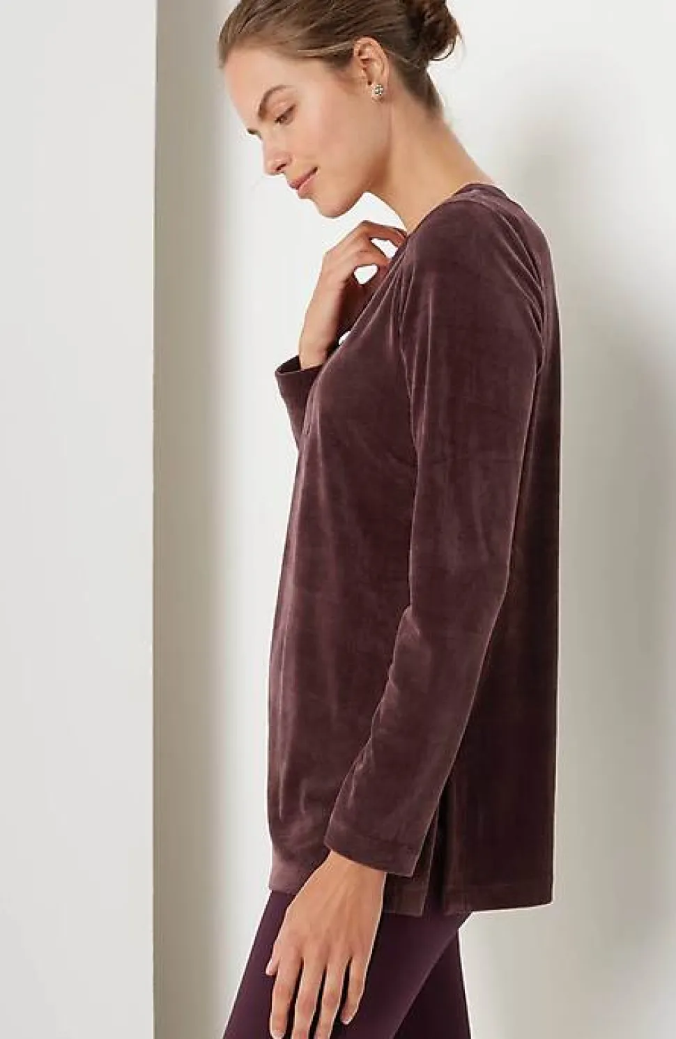 Pure Jill Satin-Neckline Velour Tunic | Jjill