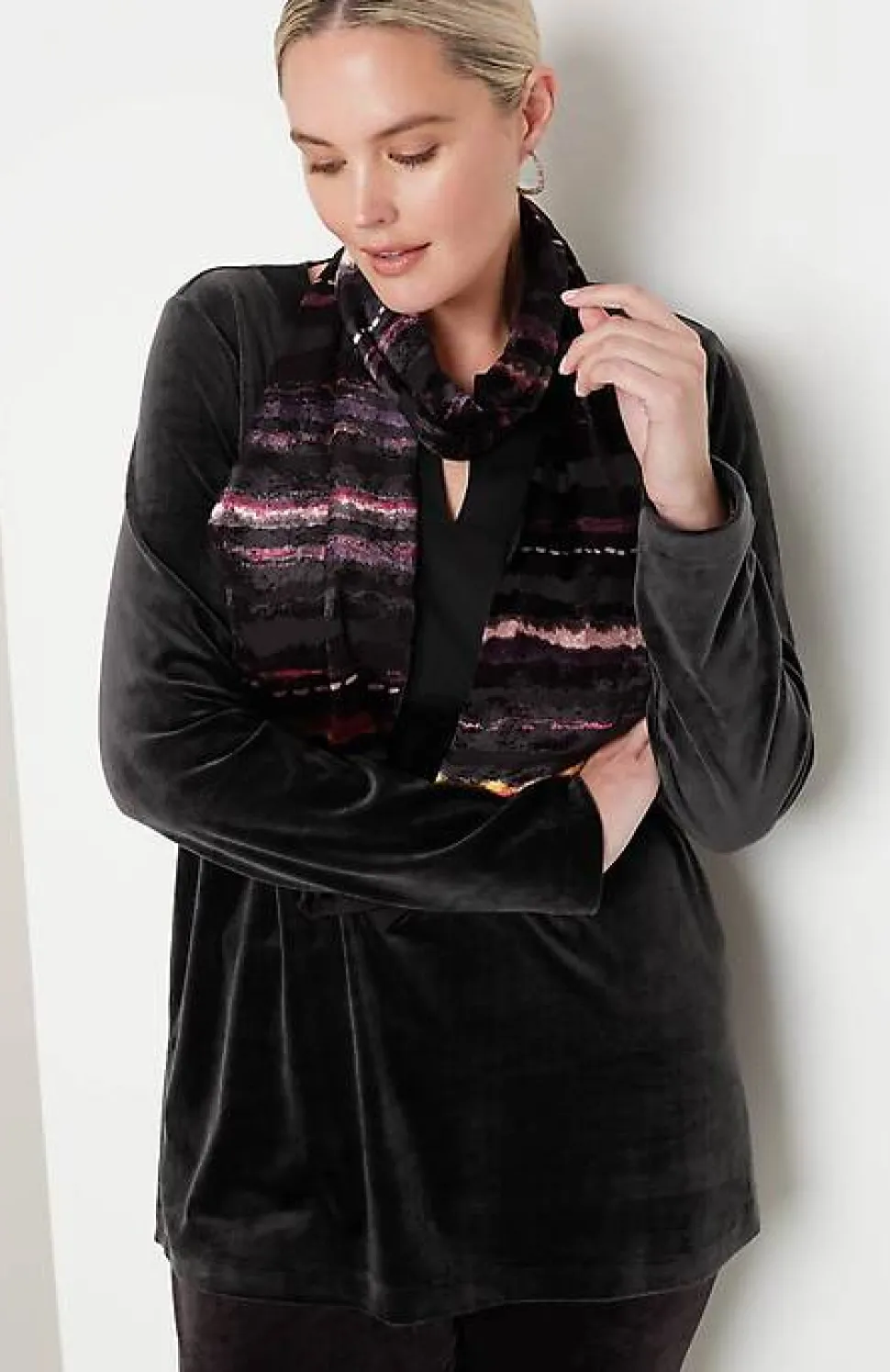 Pure Jill Satin-Neckline Velour Tunic | Jjill