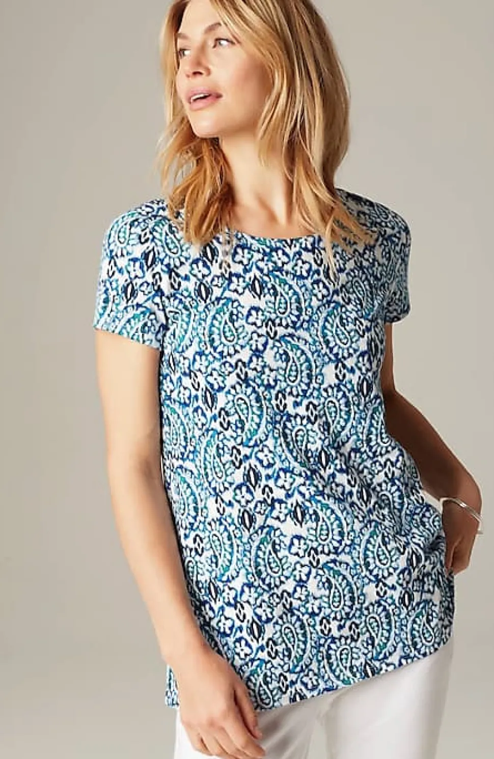 Pure Jill Scoop-Neck Elliptical Tee | Jjill