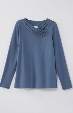Pure Jill Soft Asymmetrical Buttoned-Collar Top | Jjill
