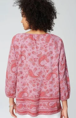 Pure Jill Split-Neck Border-Printed Top | Jjill