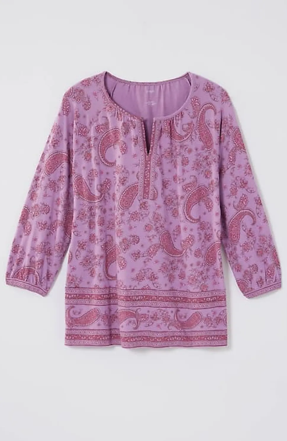 Pure Jill Split-Neck Border-Printed Top | Jjill