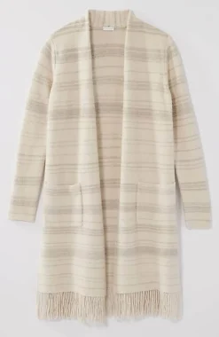 Pure Jill Textured-Stripes Fringed-Hem Cardi | Jjill