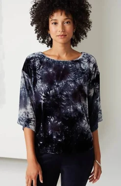 Pure Jill Tie-Dyed Velvet Square-Sleeve Top | Jjill